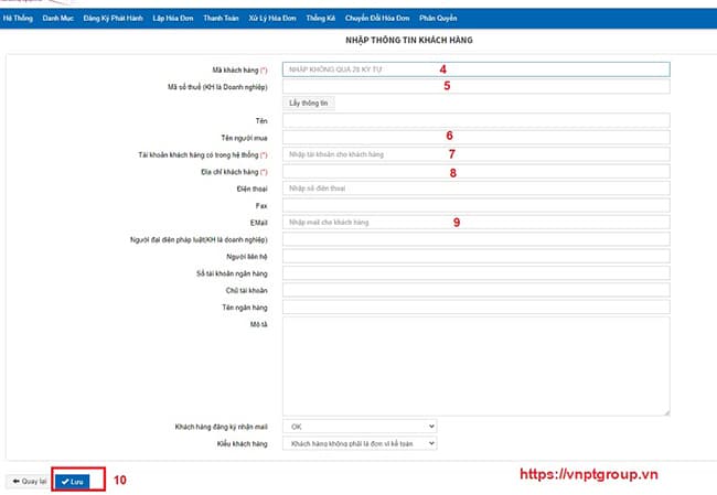 thong tin khach hang he thong vnpt invoice
