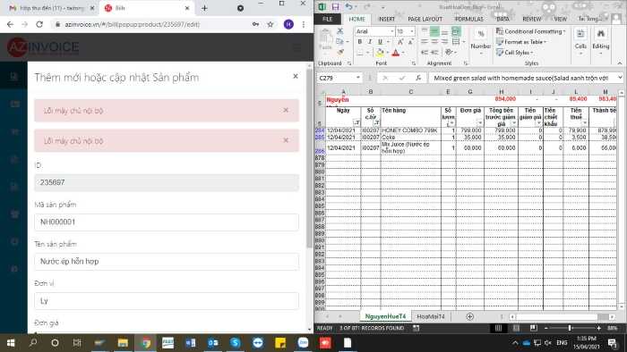 lỗi import trùng mã sản phẩm