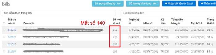 lỗi nhảy số hóa đơn AZ-Invoice