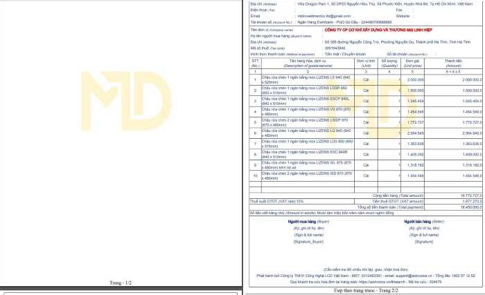Lỗi phân trang PDF hóa đơn AZ-Invoice