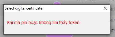 Lỗi sai mã pin hoặc không tìm thấy token